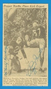 Pepper Martin & Bob Hoernschemeyer Signed 1948 Brooklyn FB Dodgers News Photo - Picture 1 of 4