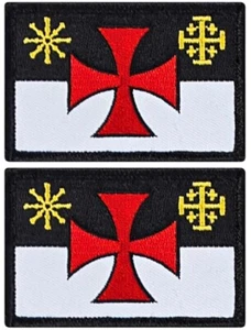 Templar Knight Crusader Flag Tactical Patch - 2PC  HOOK BACKING   3"x2" - Picture 1 of 2