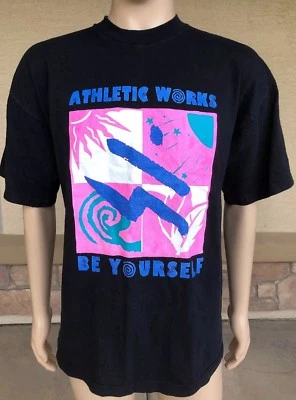 Camiseta De Colección Athletic Works Be Yourself Colores Neón Rosa Hecha en EE. UU. Talla Grande Foto 1 de 4