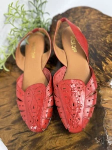 Vtg Red Leather Sandals West 31st Sz7m - Picture 1 of 9