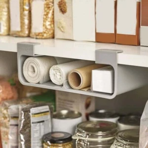Plastic Cling Film Organizer No-Punch Hanging Cabinet Storage Shelf for Home - Picture 1 of 12