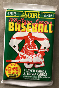1991 Score Pack Carlos Baerga Indians Rookie RC (Top) Jim Eisenreich Royals Back