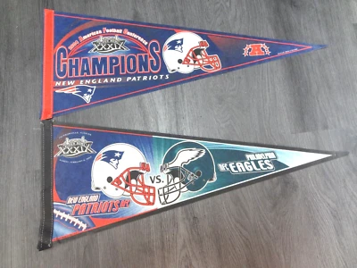 (2) NFL New England Patriots 2005 AFC Champions Banderín Super Bowl XXXIX Foto 1 de 4