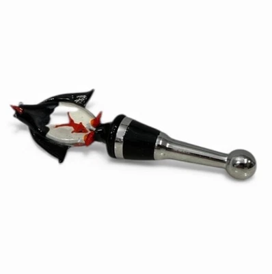 Пробка для винной бутылки Ann Primrose Murano ручной работы Penguin Eating Fish художественное стекло - Изображение 1 из 4