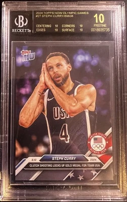 2024 Topps Now Olympic Games Stephen Curry Steph #27 BGS 10 PRISTINE Black Label - Image 1 of 2