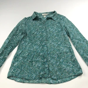 Coldwater Creek No Iron Medium Button Long Sleeve Shirt All Over Print Green - Picture 1 of 9