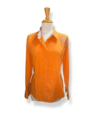 Camisa ROBERT GRAHAM Botones Contraste Puño/Ajuste Bordado Apliques Naranja Talla XL Foto 1 de 4