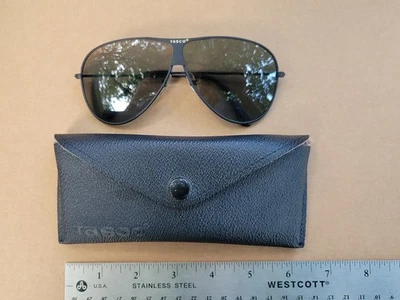 Vintage Tasco Black Frame Aviator Pilot Sunglasses 11757 w/Case Polarized - Image 1 of 4