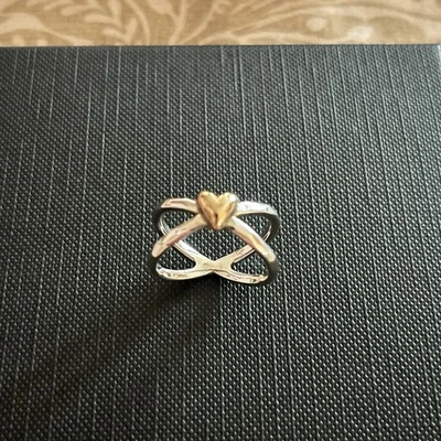 James Avery Cross Your Heart Ring size 6 Silver Bronze Retiring Design - Image 1 of 4