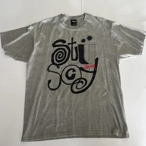 Stussy Grey Shirt Tshirt Size L Large Graffiti Style Rare! - Picture 1 of 6