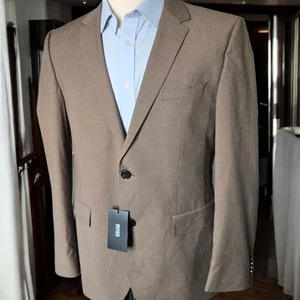 New Hugo Boss Blazer 42R Summer Viscose Blend Brown Micro Check Dual Vent - Picture 1 of 24