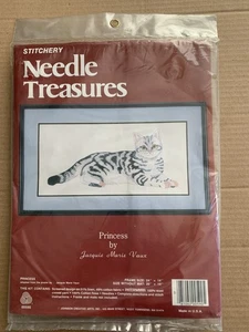 Princess Cat Vintage Stitchery Needle Treasures Crewel Kit  20" x 10" Wool - Picture 1 of 3