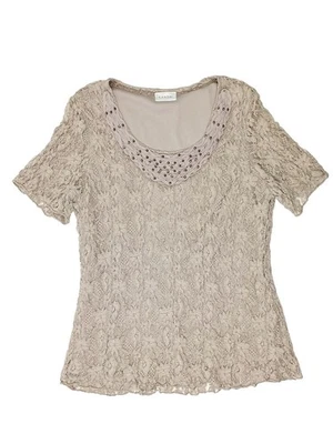 Canda Damen Shirt 44 XXL beige Spitze T-Shirt Oberteil Bluse festlich elegant - Bild 1 von 4