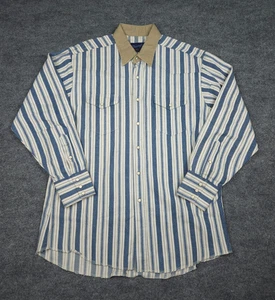 Vtg Wrangler Brushpopper Western Shirt Size 16.5 x 34 Pearl Snap XL Tails USA - Picture 1 of 15
