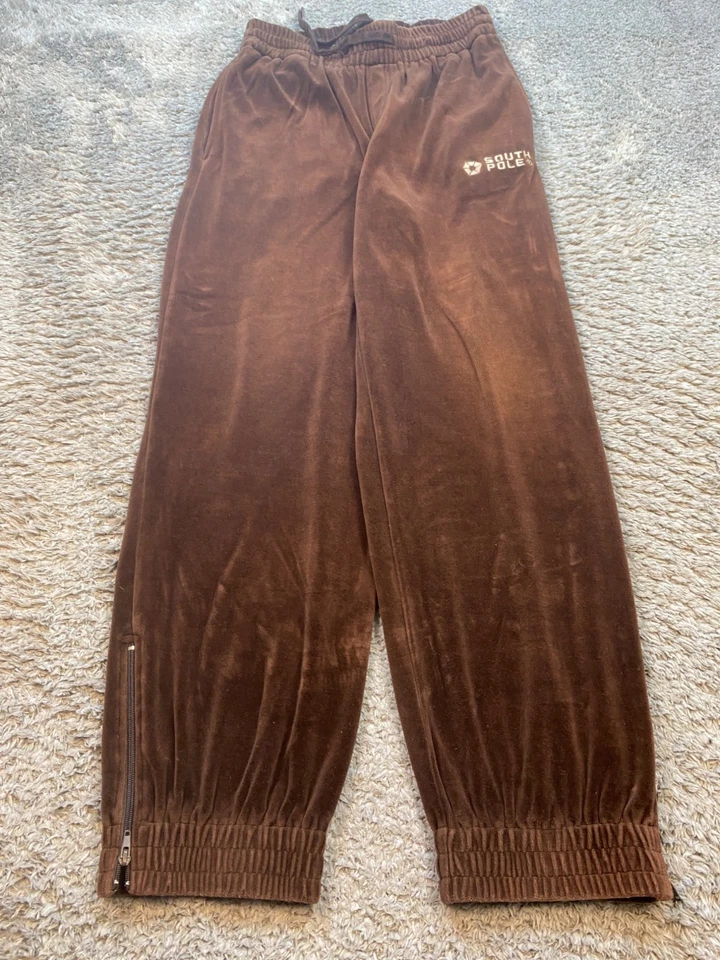 Pantalones Southpole DEFECTUOSOS De Colección Hombres Medianos Marrón Terciopelo Sueltos Cadera H G2U Foto 1 de 4