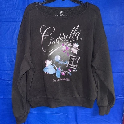 Disney Cinderella "It's Fun! It's Magic!" Sweatshirt Women’s Large Black #300 - Image 1 of 4