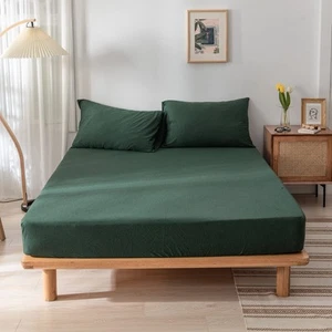 Jersey Knit Cotton Fitted Sheet 3 Piece - Ultra Soft, Wrinkle Free and Breath... - Picture 1 of 7