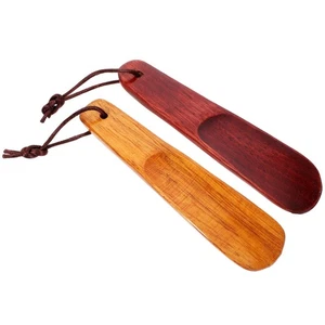 2pcs Short Shoe Horns Wooden Handle Shoe Horns Shoe Lifting Tools for Elderly - Picture 1 of 12