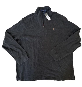 Ralph Lauren Pullover XXL HERREN GRAU Waffelstrick Quarter Zip Vintage Neu mit Etikett! - Bild 1 von 7