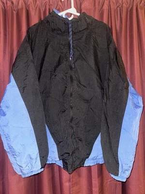Chaqueta cortavientos Pro Spirit vintage de los 90 para hombre XL con cremallera negra azul Foto 1 de 3