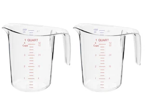 PACK of 2 - 1 Qt. (4 Cups) Clear Plastic Measuring Cup - Picture 1 of 4