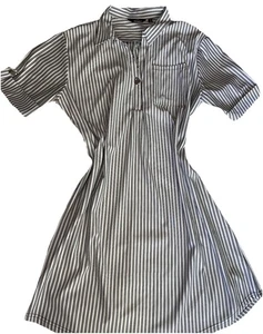 Gestreiftes Hemdblusenkleid Gr. XL Knopf Damen schwarz-weiß Academia Workwear Büro - Bild 1 von 10