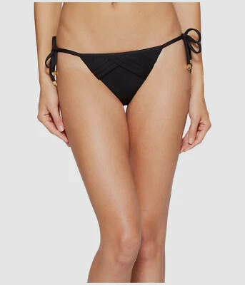 $198 Nanette Lepore Feminino Preto Laço Lateral Origami Pregas Vamp Biquíni Calcinha XS - Imagem 1 de 3