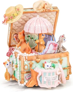 Cat Music Box Gift for Wife Daughter Girlfriend, Cute Wind up Musical Boxes Vale - Picture 1 of 5