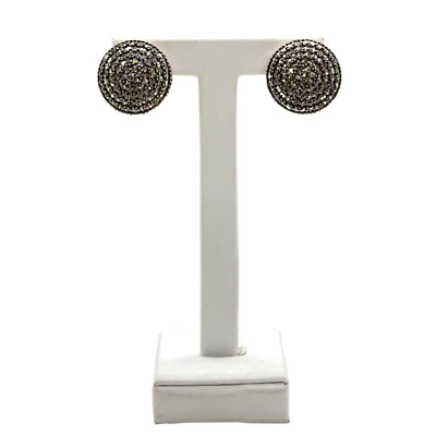 ORECCHINI TOPPA TONDA 2,2CM ARGENTO PLACCATO E ZIRCONI - Immagine 1 di 4