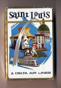 Lotto carte da gioco Delta Air Lines vintage anni 60 ST. LOUIS *sigillate* - Foto 1 di 2