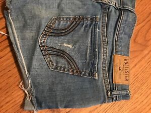 Hollister Low rise Distressed Women?s Blue Jeans Cutoff Shorts sz 5 W 27 SR9