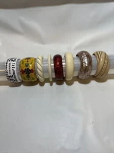 8 pc BRACELET Bangles Cream Yellow White Red Clear Butterscotch - Picture 1 of 9