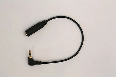 PHOTOCABLE 6 inch 4-Pole 2.5mm Male Right Angle to 3.5mm Female Gold Audio Cable New