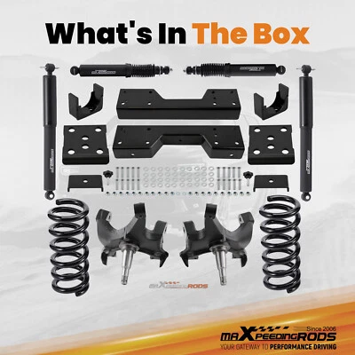 Front Rear 4" / 6" Drop Kit w/Shock For Chevy/GMC C1500 88-98  W/1.25" ROTORS V8 - Изображение 1 из 4