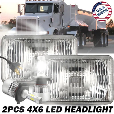 2PC Black 4x6 LED Headlights Hi Lo Beam for Chevy S10 Blazer 1994 1995 1996 1997 - Image 1 of 4