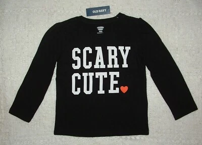 Niñas Antigua Camiseta Azul Marino Negra Halloween Talla 2T ¡Aterradora Linda! Top etiquetas nuevas Foto 1 de 3