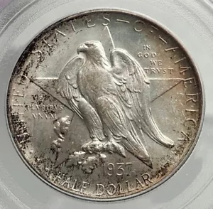 1937 D TEXAS Independence Commemorative Silver Half Dollar Coin PCGS MS i76466 - Picture 1 of 5