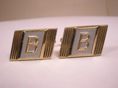 B Monogram Initial Letter Vintage HICKOK USA Cuff Links ben bob bart burt bo bud - Image 1 of 4