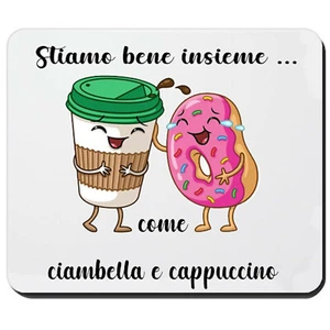 Amour Tapis De Souris "Donut Et Cappuccino" Amitié Idées Cadeau Tapis De Souris - Photo 1/1