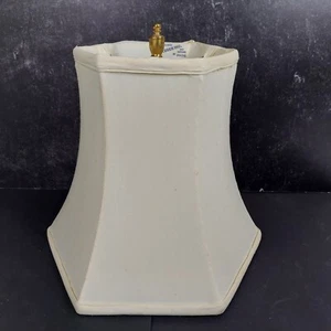 Flared Ivory Fabric Lamp Shade Brass Finial & Harp Custom Metzger 8.75h x 10" - Picture 1 of 12