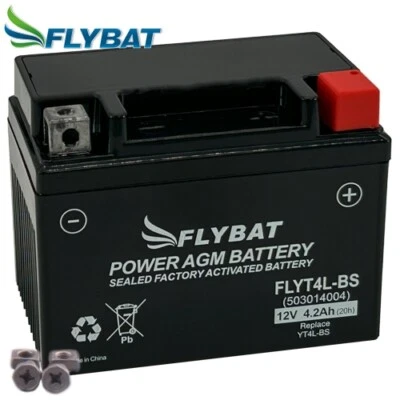 Battery For Cagiva W8 125 AC A8 98 FlyBat FLYT4L-BS / YTX4L-BS AGM Enclosed - Image 1 of 3