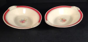 Vintage Taylor Smith Taylor USA weiß oval Servierschalen mit Rosen rot & Goldrand - Bild 1 von 6