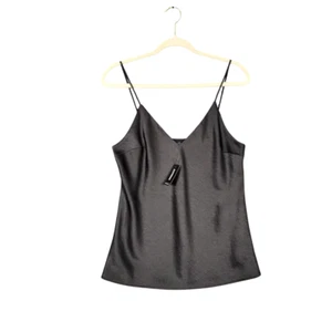 NWT EXPRESS 5638 Black Satin Cami V-Neck Silky Sleeveless Camisole SIZE SMALL - Picture 1 of 11