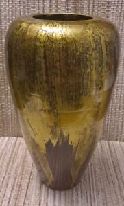 Bamboo Decorative Vase Gold Paint Drip On Brown Lightweight