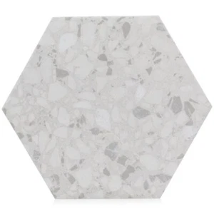 Industry Tile 9x10 Hexagon Terrazzo White Porcelain Tile (8.08 sq ft per case) - Picture 1 of 8