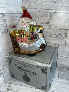 KURT S. ADLER POLONAISE GLASS ORNAMENT “SANTA ON GOOSE SLED” GP479 NEW - Picture 1 of 5