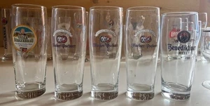 Set of 5 Different German Bier Glasses w/ Brauerei Brewery Decals - Picture 1 of 6