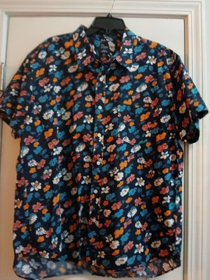 J.CREW Flex Washed Blue Floral Print Slim Fit Button Down Short Sleeve Shirt XXL - Image 1 of 3