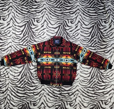 Pendleton wool varsity jacket aztec geometric design mens L red chief Joseph - Image 1 of 4