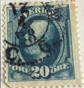Estampilla de Suecia de 20 minerales del rey Oscar II 1891 - Imagen 1 de 1